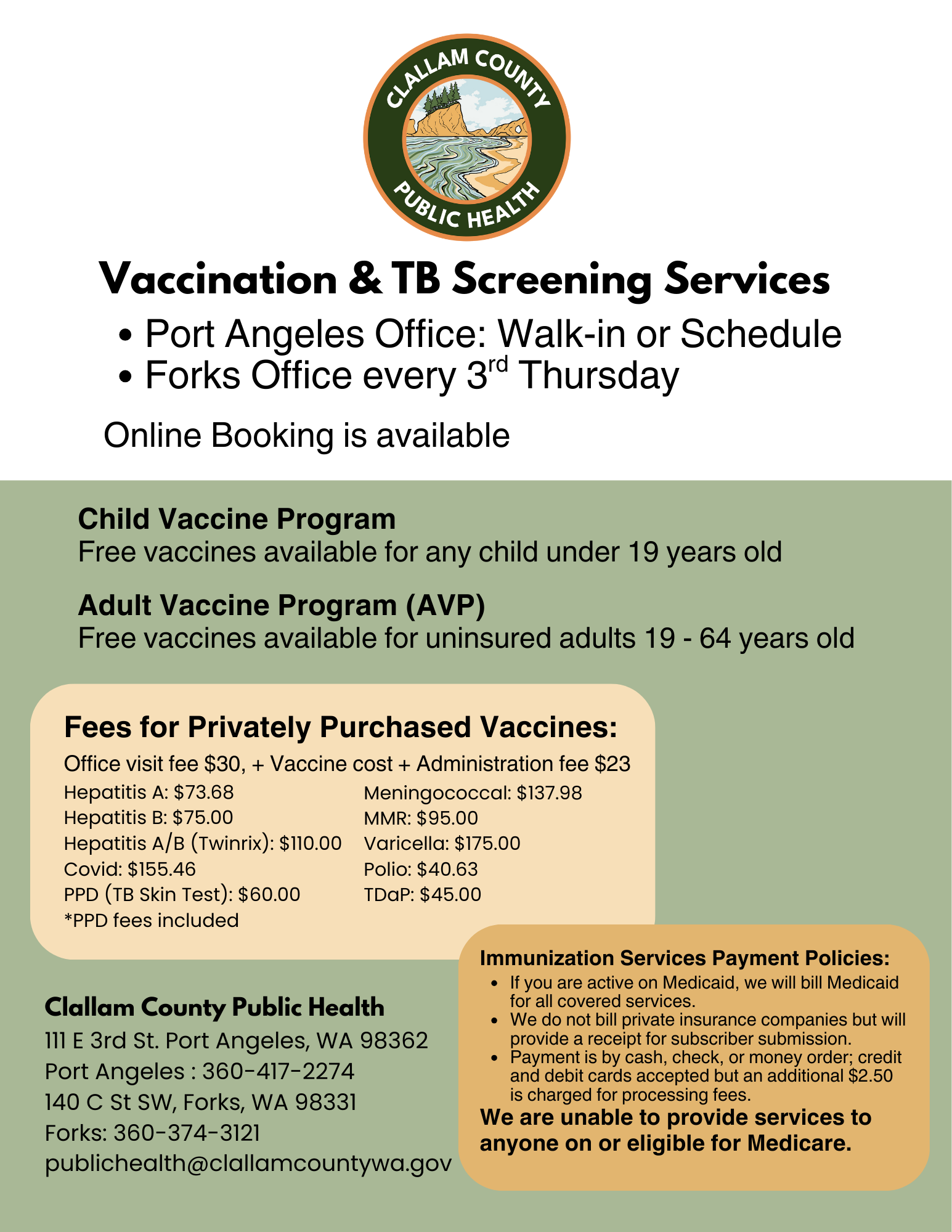 Vaccine Fee Schedule