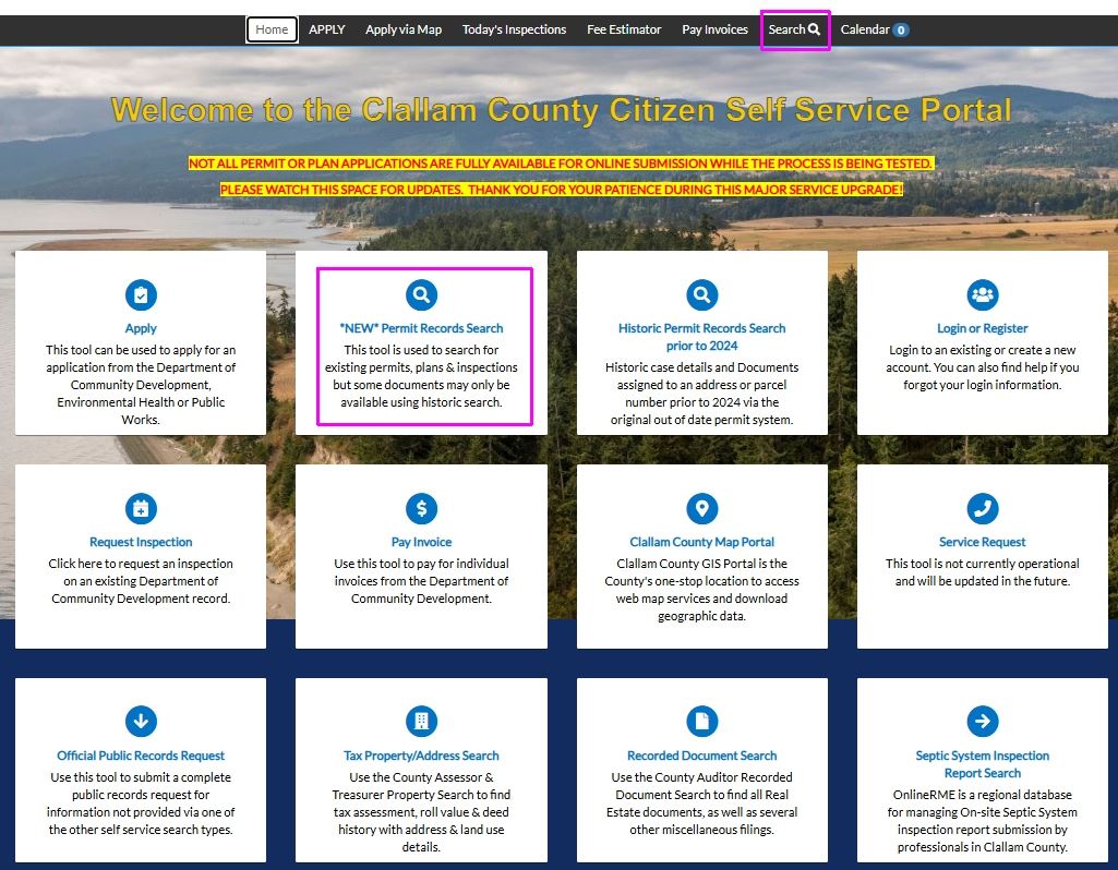 Citizen Self Service Start Page